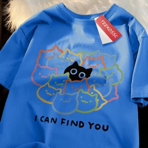 Y2k Vintage Tişört Tee Seni Bulabilirim Eğlenceli Kedi Baskı