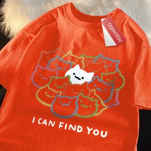 Y2k Vintage Tişört Tee Seni bulabilirim eğlenceli kedi baskı