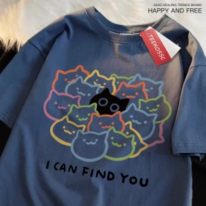 Y2k Vintage Tişört Tee Seni Bulabilirim Eğlenceli Kedi Baskı