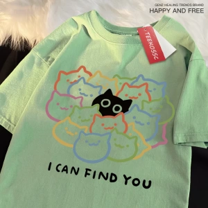 Y2k Vintage Tişört Tee Seni Bulabilirim Eğlenceli Kedi Baskı