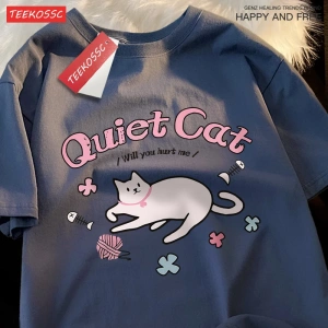 Y2k Vintage Tişört Tee Sessiz kedi bana zarar verecek