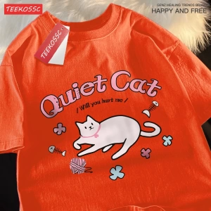 Y2k Vintage Tişört Tee Sessiz kedi bana zarar verecek