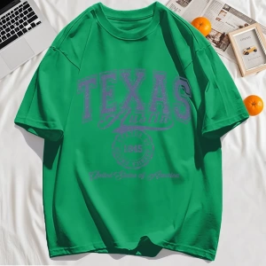 Y2k Vintage Tişört Tee Texas Abd 1845 Hollow Out Sanat Mektup Baskı