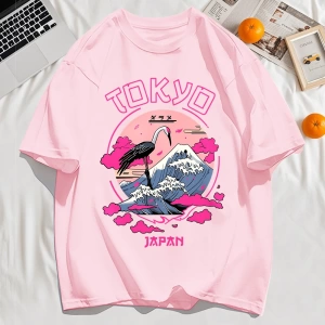 Y2k Vintage Tişört Tee Tokyo Japonya Harajuku Vinç Desen
