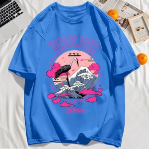 Y2k Vintage Tişört Tee Tokyo Japonya Harajuku Vinç Desen