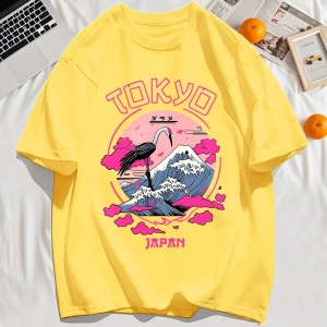 Y2k Vintage Tişört Tee Tokyo Japonya Harajuku Vinç Desen