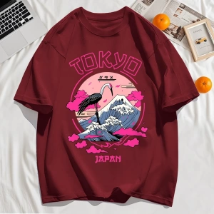 Y2k Vintage Tişört Tee Tokyo Japonya Harajuku Vinç Desen