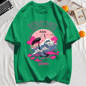 Y2k Vintage Tişört Tee Tokyo Japonya Harajuku Vinç Desen