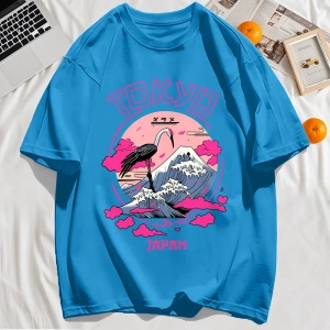 Y2k Vintage Tişört Tee Tokyo Japonya Harajuku Vinç Desen
