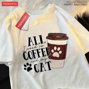 Y2k Vintage Tişört Tee Tüm kahve kedi