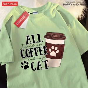 Y2k Vintage Tişört Tee Tüm kahve kedi