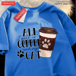 Y2k Vintage Tişört Tee Tüm kahve kedi