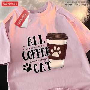 Y2k Vintage Tişört Tee Tüm kahve kedi