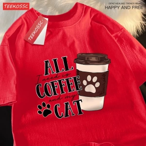 Y2k Vintage Tişört Tee Tüm kahve kedi