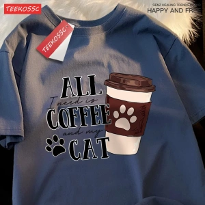Y2k Vintage Tişört Tee Tüm kahve kedi