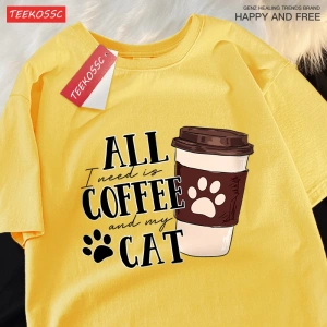 Y2k Vintage Tişört Tee Tüm kahve kedi