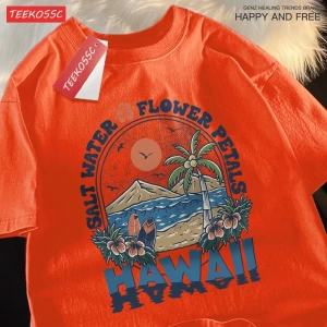 Y2k Vintage Tişört Tee Tuzlu su çiçek yaprakları Hawaii