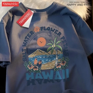 Y2k Vintage Tişört Tee Tuzlu su çiçek yaprakları Hawaii