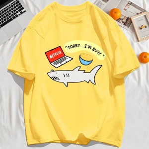 Y2k Vintage Tişört Tee Üzgünüm Meşgul Balık Desen Baskı