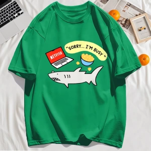 Y2k Vintage Tişört Tee Üzgünüm Meşgul Balık Desen Baskı