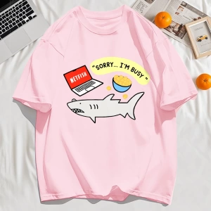 Y2k Vintage Tişört Tee Üzgünüm Meşgul Balık Desen Baskı