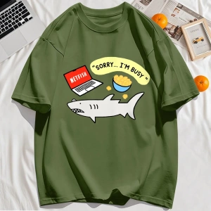 Y2k Vintage Tişört Tee Üzgünüm Meşgul Balık Desen Baskı