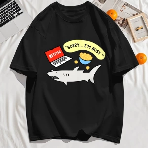 Y2k Vintage Tişört Tee Üzgünüm Meşgul Balık Desen Baskı