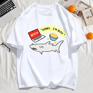 Y2k Vintage Tişört Tee Üzgünüm Meşgul Balık Desen Baskı