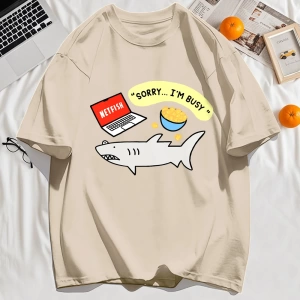 Y2k Vintage Tişört Tee Üzgünüm Meşgul Balık Desen Baskı