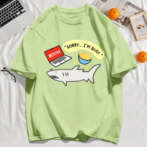 Y2k Vintage Tişört Tee Üzgünüm Meşgul Balık Desen Baskı