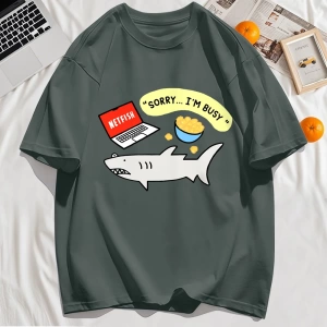 Y2k Vintage Tişört Tee Üzgünüm Meşgul Balık Desen Baskı
