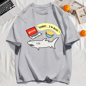 Y2k Vintage Tişört Tee Üzgünüm Meşgul Balık Desen Baskı