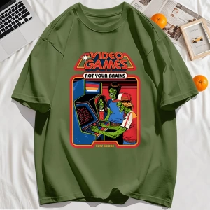 Y2k Vintage Tişört Tee Video Oyunu Beyinleri Çürük Baskı
