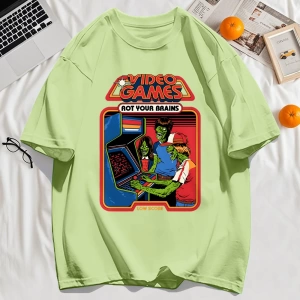 Y2k Vintage Tişört Tee Video Oyunu Beyinleri Çürük Baskı