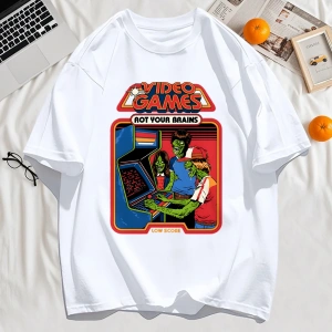 Y2k Vintage Tişört Tee Video Oyunu Beyinleri Çürük Baskı