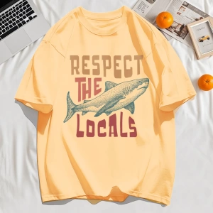 Y2k Vintage Tişört Tee Vintage Locals Köpekbalıkları Saygı Baskı
