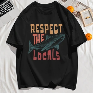 Y2k Vintage Tişört Tee Vintage Locals Köpekbalıkları Saygı Baskı