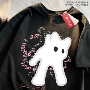 Y2k Vintage Tişört Tee Vintage sevimli kedi baskı japon tarzı