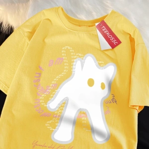 Y2k Vintage Tişört Tee Vintage sevimli kedi baskı japon tarzı