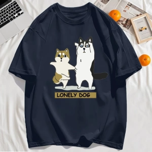 Y2k Vintage Tişört Tee Yalnız Husky Ve Shiba Inu Baskı