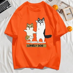 Y2k Vintage Tişört Tee Yalnız Husky Ve Shiba Inu Baskı