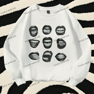 Y2K YENİ SEZON SSWEAT HARAJUKA KUROMİ RETRO KOD 16 Beyaz