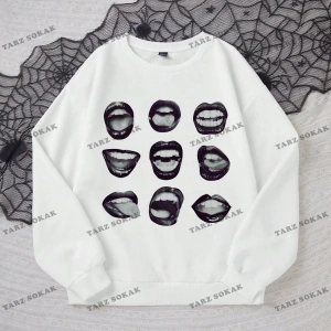 Y2K YENİ SEZON SSWEAT HARAJUKA KUROMİ RETRO KOD 16 Beyaz