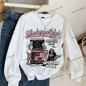 Y2K YENİ SEZON SSWEAT HARAJUKA KUROMİ RETRO KOD 16 Beyaz