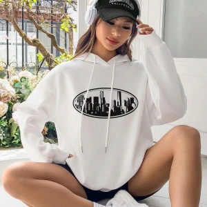 Yapı Desenli Damla Omuz İpli Kapüşonlu Üst Beyaz