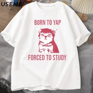 Yapılacak Doğmuş Çalışmak Zorla Komik Kedi Meme T-shirt Retro Vintage Aptal Kedi Tişörtleri R 2860