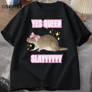 Yas Kraliçe Slay TMizah Komik Pamuk Kısa Kollu Sıçan T-Shirt erkek Giyim Harajuku Ret 2891