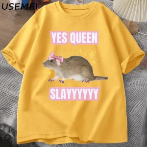 Yas Kraliçe Slay TMizah Komik Pamuk Kısa Kollu Sıçan T-Shirt erkek Giyim Harajuku Ret 2891
