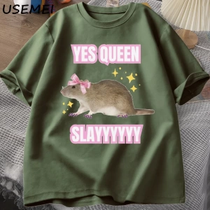 Yas Kraliçe Slay TMizah Komik Pamuk Kısa Kollu Sıçan T-Shirt erkek Giyim Harajuku Ret 2891