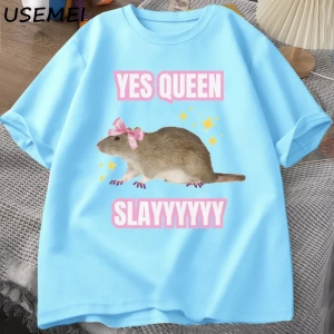 Yas Kraliçe Slay TMizah Komik Pamuk Kısa Kollu Sıçan T-Shirt erkek Giyim Harajuku Ret 2891